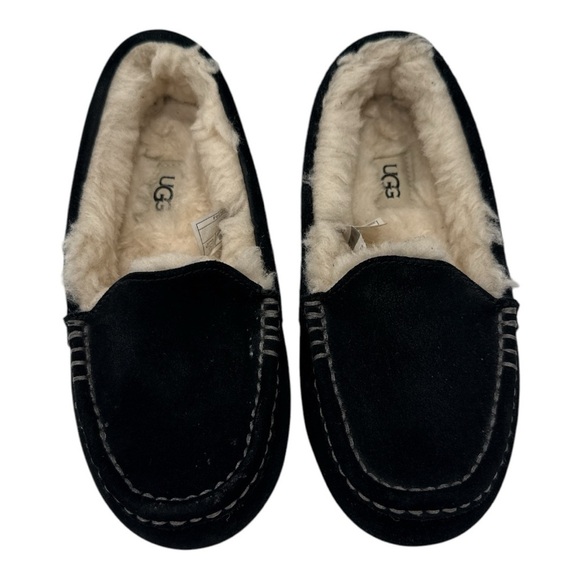 UGG Black and Cream Shearling Moccasins UGG Women's Ansley Slipper size 6 - Picture 5 of 10